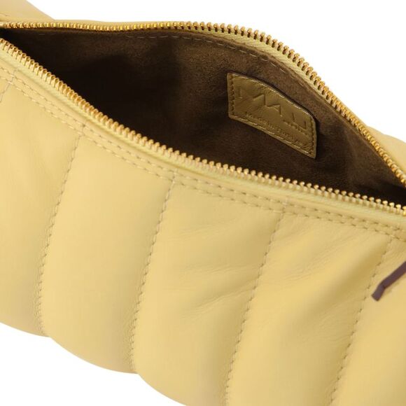 Padded Cylinder Bag in Cream Leather - Picture 4 of 4